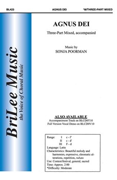 Agnus Dei by Poorman Sonja for 3-Part Mixed