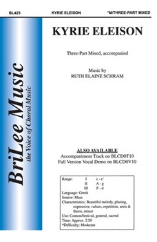 Kyrie Eleison by Schram Ruth Elaine - Schram Ruth Elaine - for 3-Part Mixed