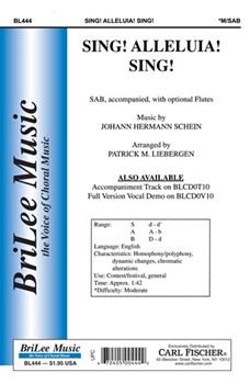 Sing Alleluia Sing by Schein Johann Hermann - Liebergen Patrick M - for SAB and Piano