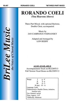 Rorando Coeli (You Heavens Above) by Vodnansky Jan - Beery Lon - for 3-Part Mixed