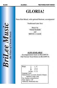 Gloria by Baker and Gage for 3-Part Mixed