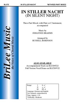 In Stiller Nacht by Brahms Johannes - Robinson Russell L - for 3-Part Mixed