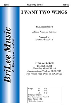 I Want Two Wings by Earlene Rentz - Rentz Earlene - for SSA (African American Spi)