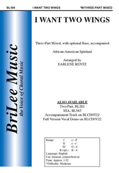I Want Two Wings by Earlene Rentz - Rentz Earlene - for 3-Part Mixed (African American Spi)