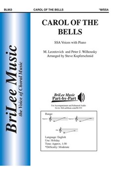 Carol of the Bells by Leontovich and Wilhousky - Kupferschmid Steve - Peter J. Wilhousky for SSA and Piano