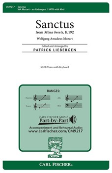 Sanctus From Missa Brevis K-192 by Mozart Wolfgang Amadeus - Liebergen Patrick M - Traditional Latin Te for SATB