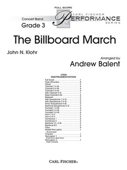 Billboard March by Klohr John N - Balent Andrew - for Full Score