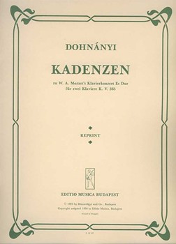 Cadenzas to Mozart's Piano Concerto in E flat major, K. 365