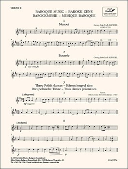 Baroque Music For three violins and cello or string quartet or children-s string orchestra