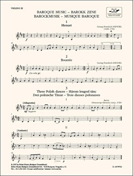 Baroque Music For three violins and cello or string quartet or children-s string orchestra