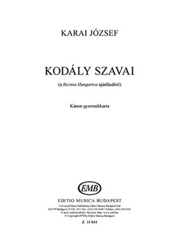 Kodaly szavai (a Bicinia Hungarica ajanlasabol)