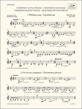 14 Little Pieces For three violins and cello or string quartet or youth string orchestra