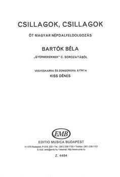 Csillagok, csillagok Five Hungarian folksong arrangements from "For Children" by Bela Bartok