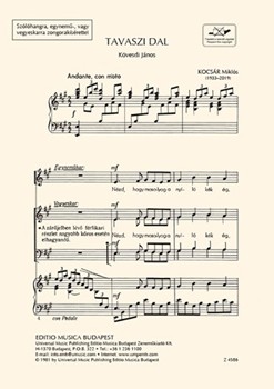 Spring Song Szolohangra, egynemu, vagy vegyeskarra zongorakiserettel