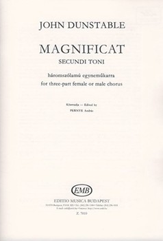 Magnificat secundi toni forthree part female or male chorus