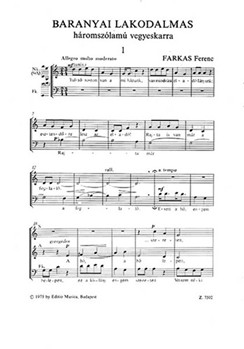 Baranyai lakodalmas. Wedding songs from Baranya for three-part mixed choir