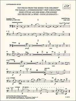 Ten Pieces from the Series 'For Children' for three violins and cello or string quartet or youth string orchestra
