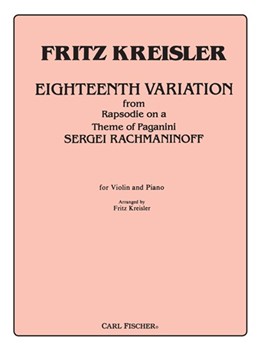 18th Variation by Rachmaninoff Sergei - Kreisler Fritz - for Violin and Piano