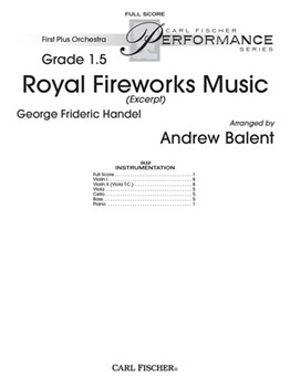 Royal Fireworks Music (Excerpts) by Handel George Frideric - Balent Andrew - for