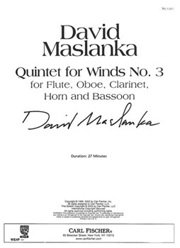 Quintet for Winds #3 - score only by Maslanka David for Full Score