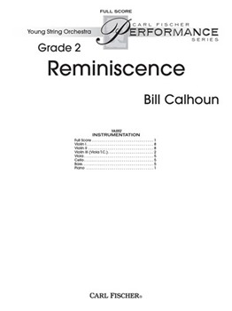 Reminiscence by Calhoun Bill for Full Score