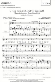 O Herr mein Gott jetzt vor der Nacht (Glory to thee my God this night)Vocal score by Tallis Thomas for Upper Voices - 3 Parts or more; Men's Voices; Upper Voices - 2 Part