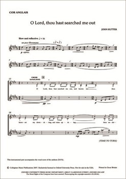 O Lord thou hast searched me outCor anglais part by for