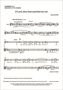 O Lord thou hast searched me outPart for clarinet in A by for