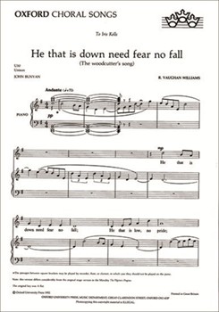 He That Is Down Need Fear No Fall by Vaughan Williams Ralph for Unison