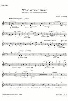 What Sweeter Music by Rutter John for Violin I