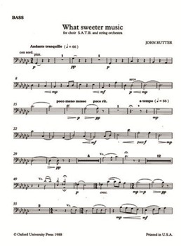 What Sweeter Music by Rutter John for String Bass