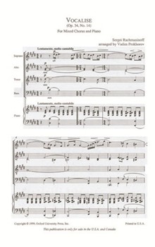 VocaliseVocal score by Rachmaninoff Sergei for SATB