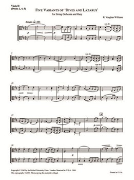 5 Variants on 'Dives and Lazarus'Viola 2 by Vaughan Williams Ralph for Viola 2 Part