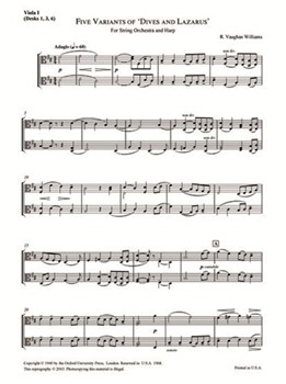 5 Variants on 'Dives and Lazarus'Viola 1 by Vaughan Williams Ralph for Viola 1 Part