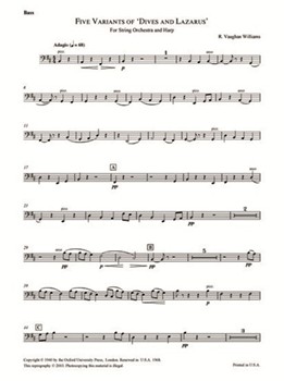 5 Variants on 'Dives and Lazarus'Double bass by Vaughan Williams Ralph for Bass Part