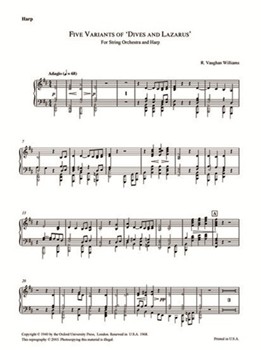 5 Variants on 'Dives and Lazarus'Harp by Vaughan Williams Ralph for Harp Part