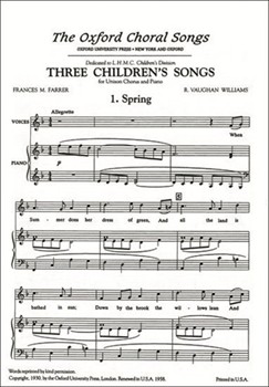 Spring (From 3 Children's So) by Vaughan Williams Ralph for Unison