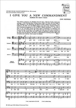 I give you a new commandmentVocal score by Shepherd John for Men's Voices