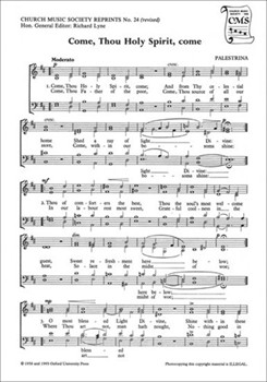 Come Thou Holy Spirit comeVocal score by Palestrina Giovanni Pierluigi da for SATB