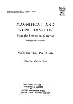 Magnificat and Nunc Dimittis (from Short Service in G minor)Vocal score by Patrick Nathaniel for SATB