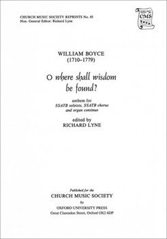 O where shall wisdom be found?Vocal score by Boyce William for SATB