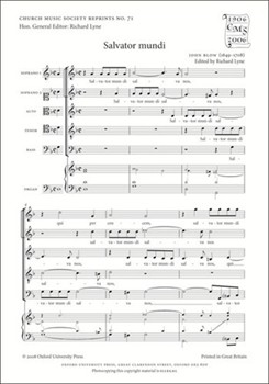 Salvator mundiVocal score by Blow John for SATB