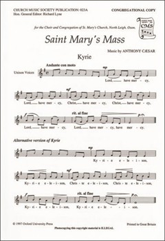 St Mary's MassCongregational part (pack of 10 copies) by Caesar Anthony for SATB; Unison