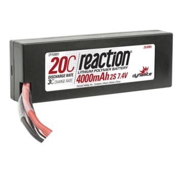 Dynamite Rc DYN9001T Reaction 7.4V 4000mAh 2S 20C LiPo Hard Case: TRA