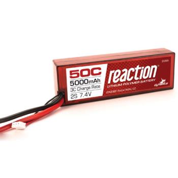 Dynamite Rc DYNB3802D Reaction 7.4V 5000mAh 2S 50C LiPo, Hardcase: Deans