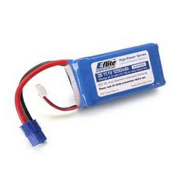 E-flite EFLB12503S 1250mah 11.1V 20C 3 CELL PACK 13awg ec3