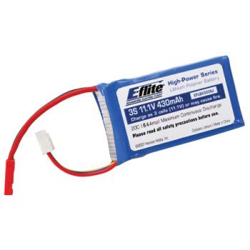 E-flite EFLB4303SJ 430mah 11.1V 3 CELL LIPO PACK 20C JST 20AWG