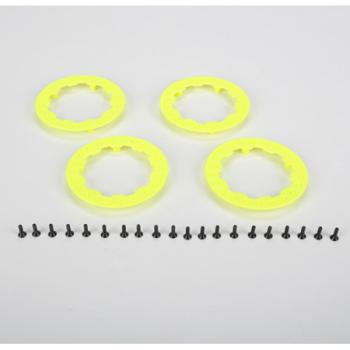 Team Losi Racin LOSB7024 Beadlock Rings w/Screws, Flor Ylw: SCT/SCB/SCTE(4)