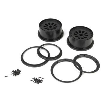 Team Losi Racin LOSB7034 Wheel & Beadlock Set, Black (2), 5T