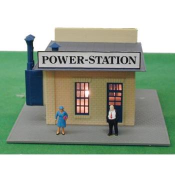 MODEL POWER MDP580 HO B/U Power Station, Lighted w/Figures